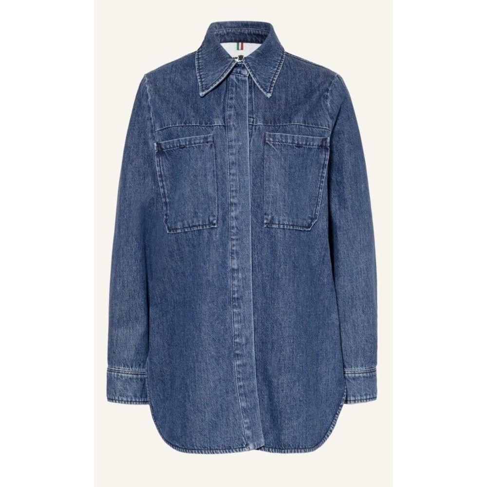 Riani Denim Blouse Tunic Oversized Sz 50 Large Minimalist Normcore Lagen…